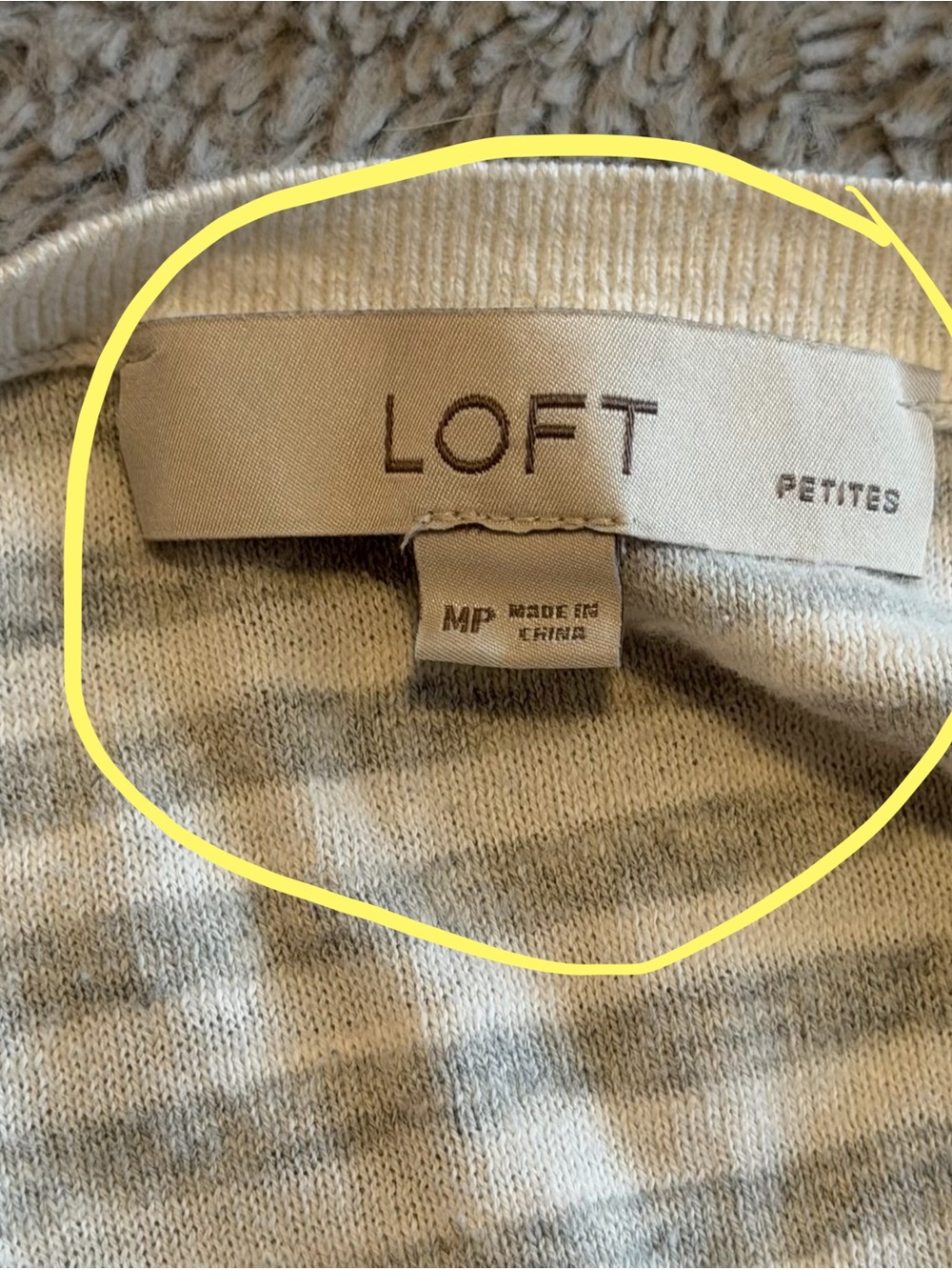 LOFT Lot of 5 Striped Pattern Tops Womens Medium Shirt Set 100% Cotton Knit Mix - Picture 11 of 11